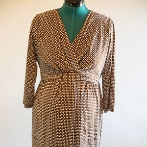 Brown/White Patterned Maternity Dress